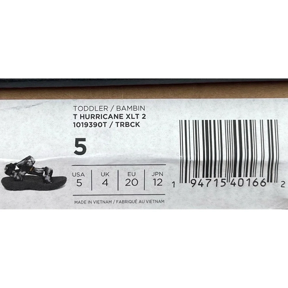 Teva Baby Toddler Boys Adjustable Sport Sandals Size 5 Black Gray Open Toe